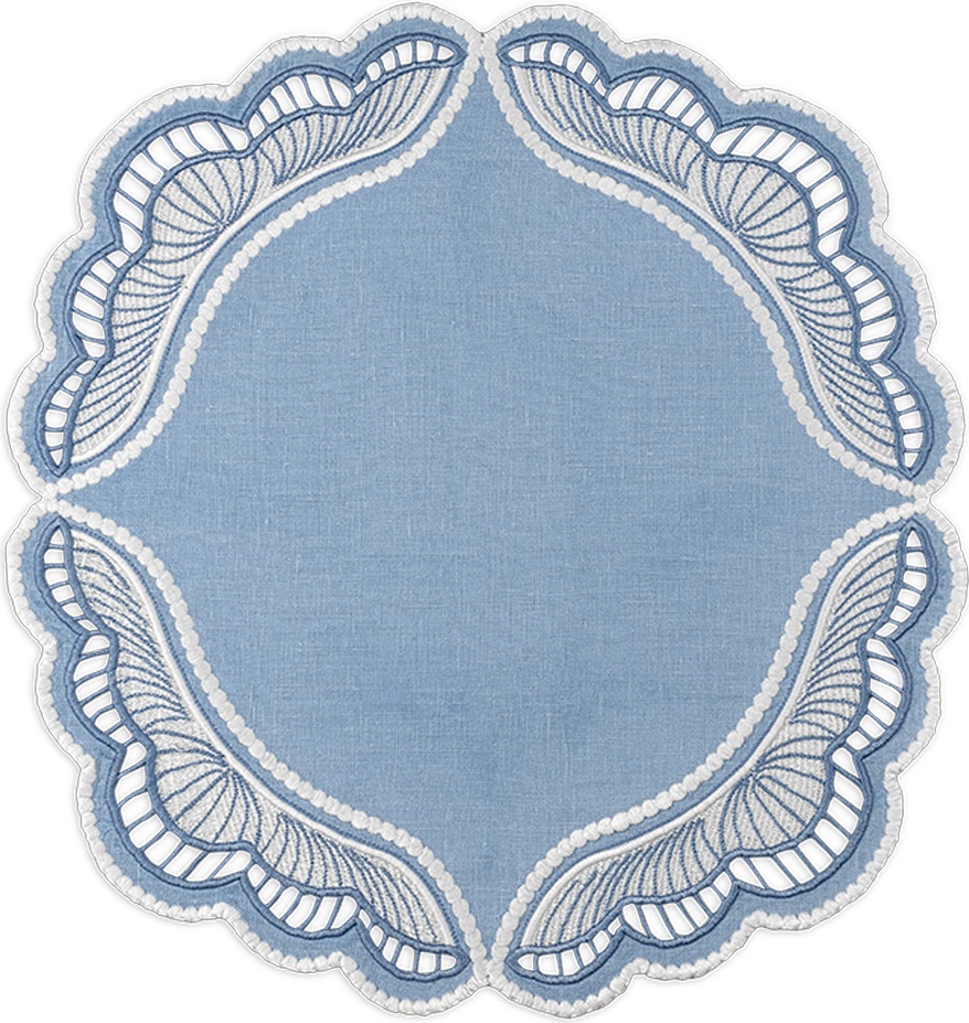 10677597 Truffle Bee Набор плейсматов круглых Truffle Bee Oyster 43см, 2шт, голубо-белый, лен Ткань