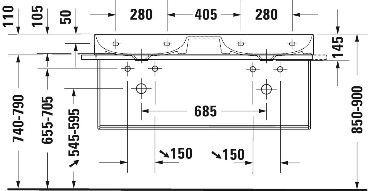 2353120041 Подвесная раковина настенная овальная Duravit DuraSquare - Вид №5