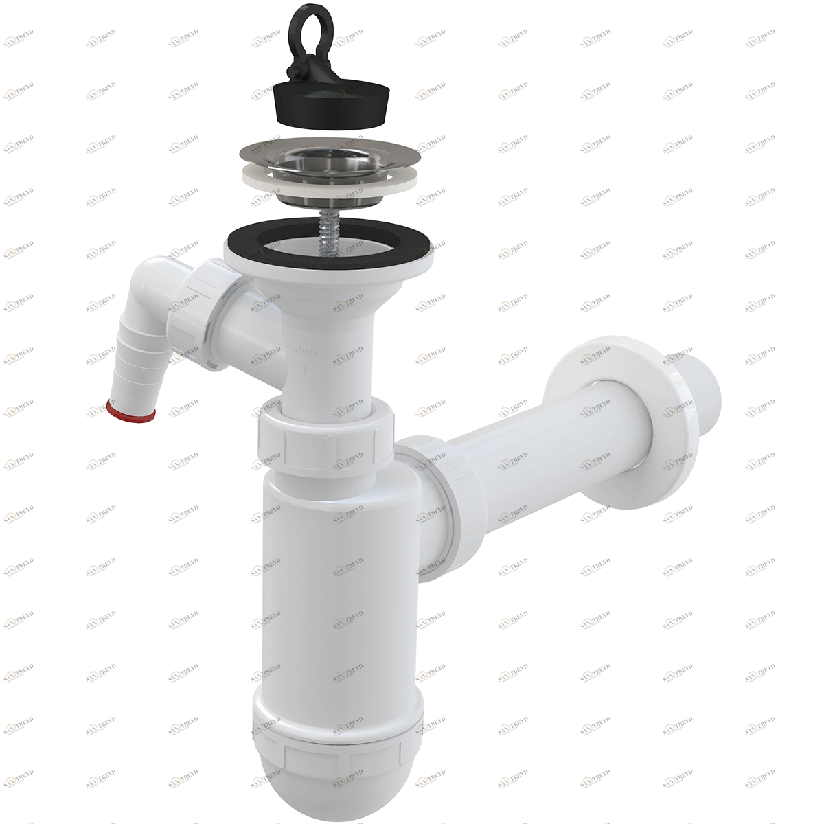 Сифон для умывальника DN40 со штуцером и нержавеющей peшeткой DN63 ALCAPLAST A41P