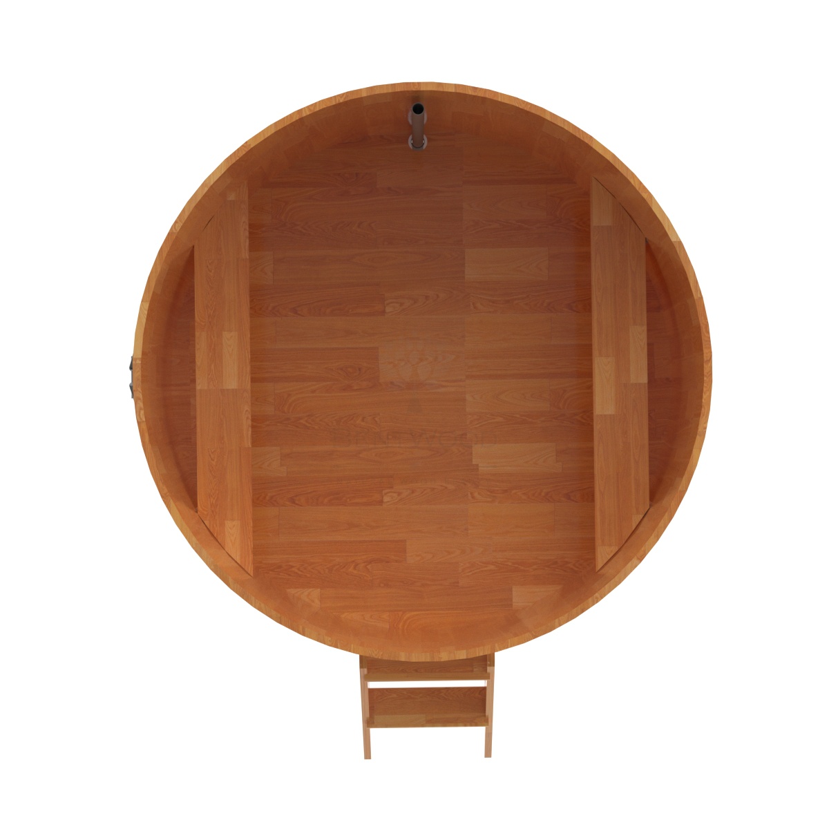 1557 Купель круглая из сращенных ламелей лиственницы d=1,80х1,1 натуральная Alyarus  - Вид №4