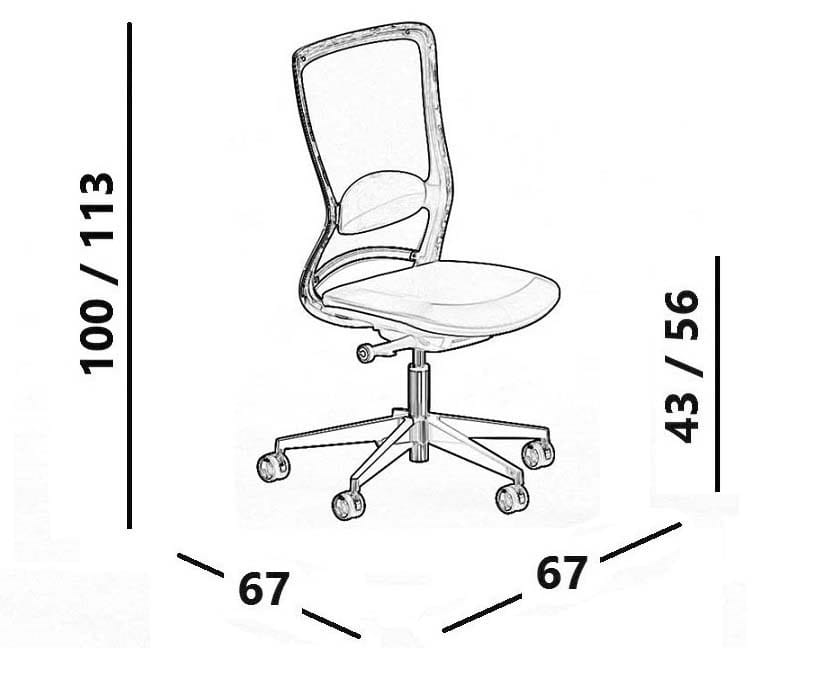 Офисное кресло с сетчатыми колесами и подлокотниками с 5 спицами Luxy ARCH-00020098 - Вид №11