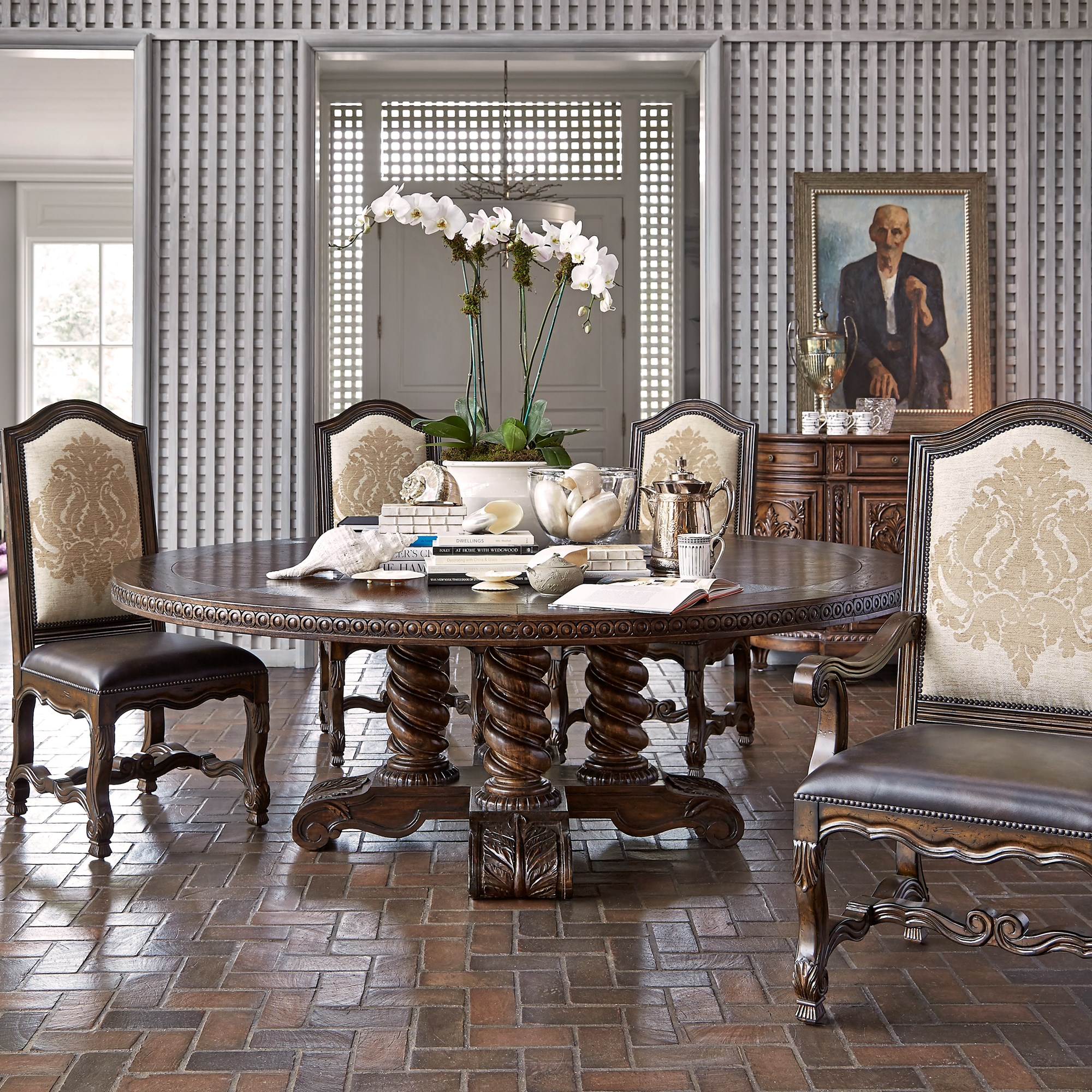 Обеденные столы 17501-600-074 Castilian Round Dining Table - 74" Ambella  - Вид №1