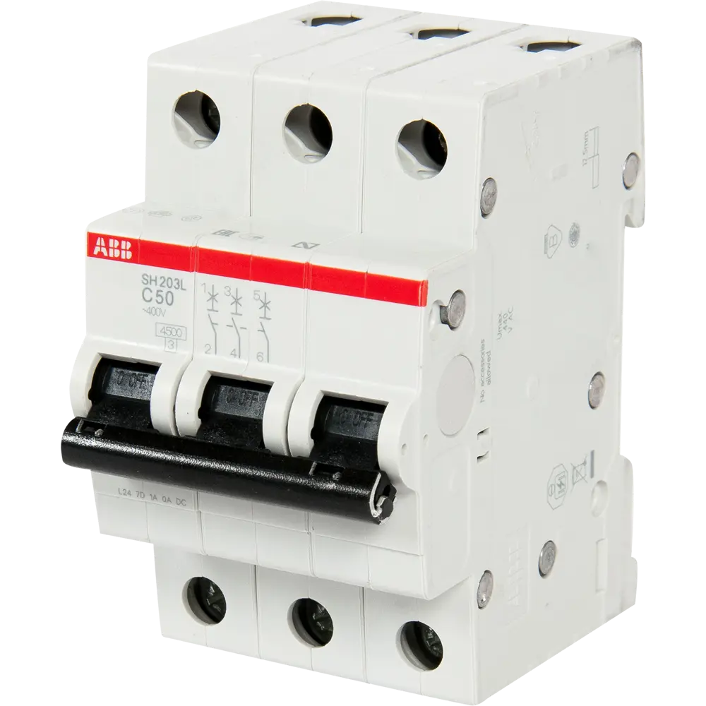 Автоматический выключатель ABB SH203L 3P C50 А 4.5 кА 2CDS243001R0504 STLM-2056019