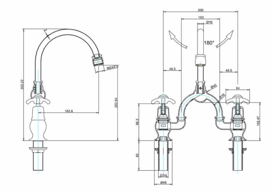 Смеситель для раковины с аэратором Burlington ANGLESEY ARCH-00029214 - Вид №5