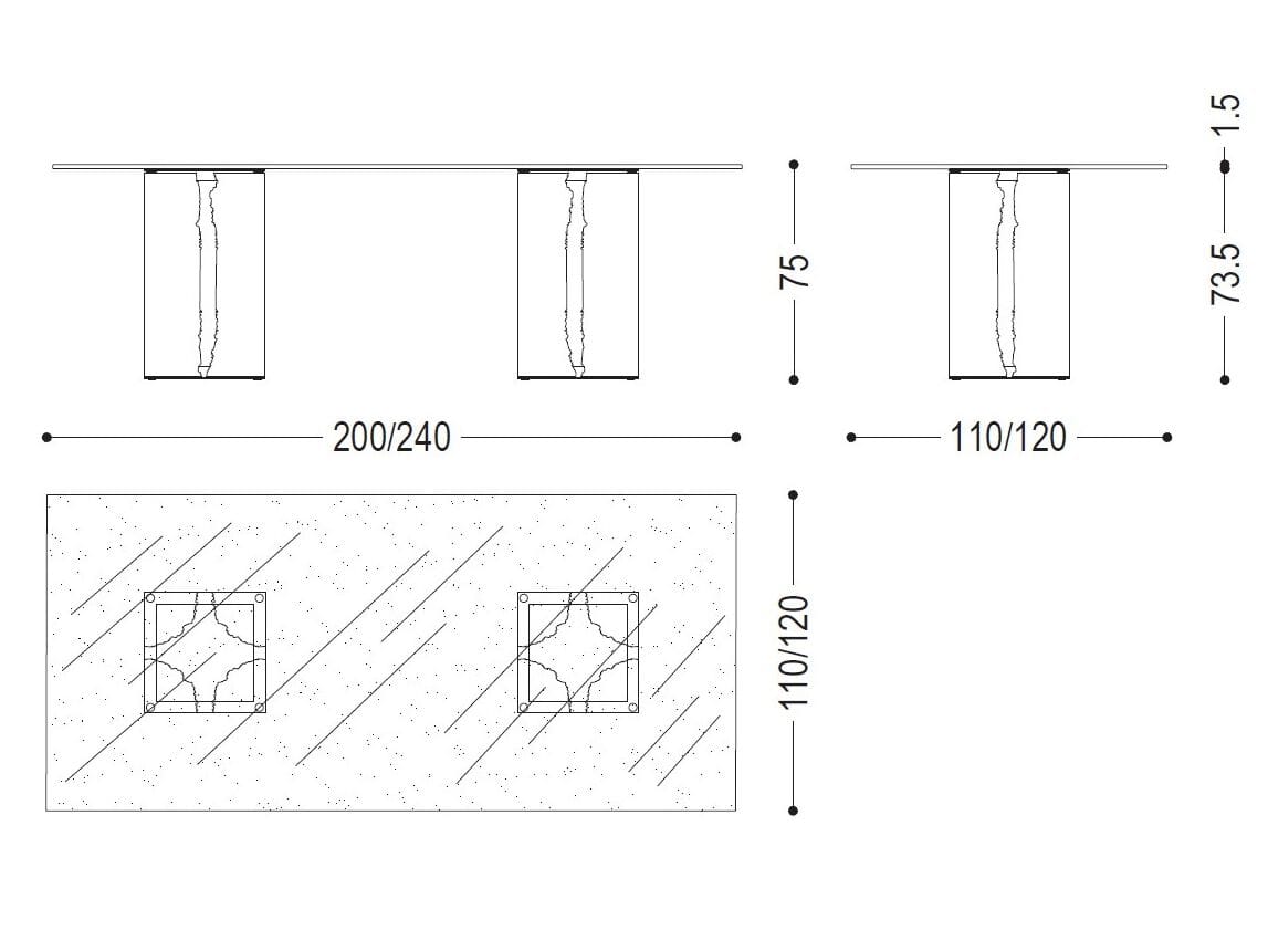 Прямоугольный стеклянный стол Riva 1920 Briccole ARCH-00072620 - Вид №2