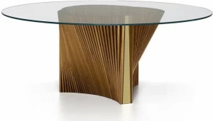 Natisa Круглый стеклянный стол и основание из ясеня Wave