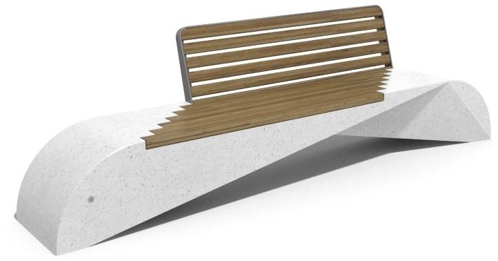 ENCHO ENCHEV - ETE Скамейка из бетона и дерева со спинкой  248  - Вид №1