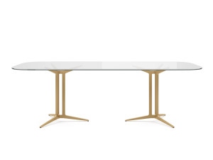 Прямоугольный обеденный стол из стали и стекла