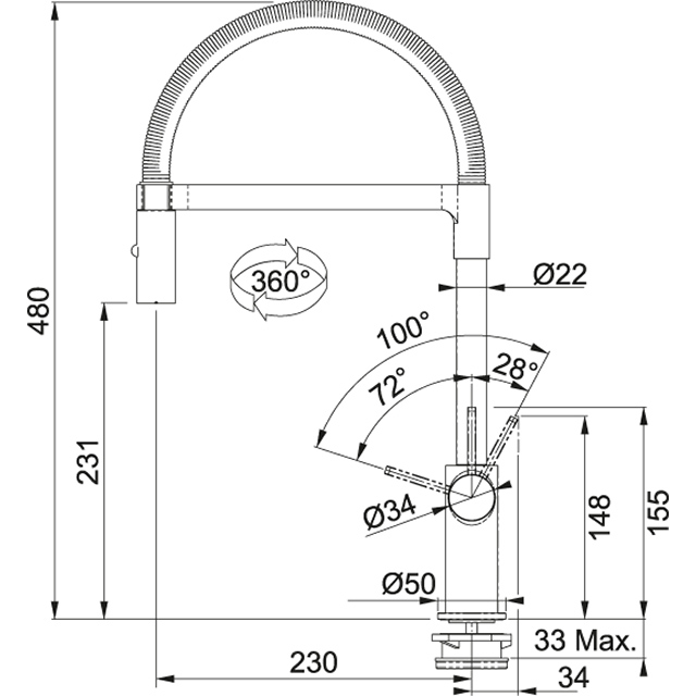 Смеситель кухонный  Franke Ambient Полупрофессиональный Хром sun-id-1698964 - Вид №1