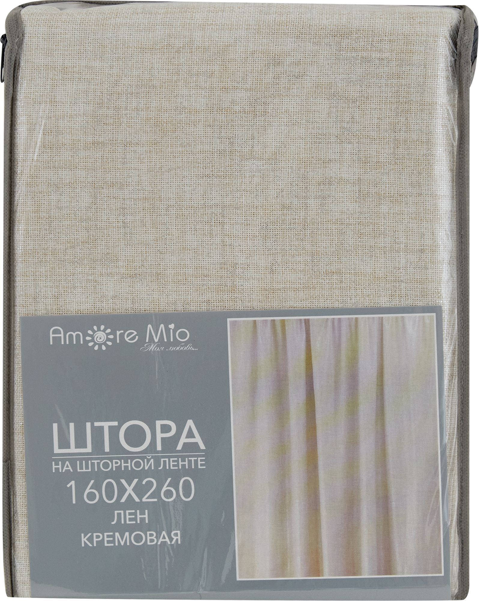 AMORE MIO Штора кремовая классическая 160x260 см с лентой для карниза 89096781 STLM-0078373 - Вид №9