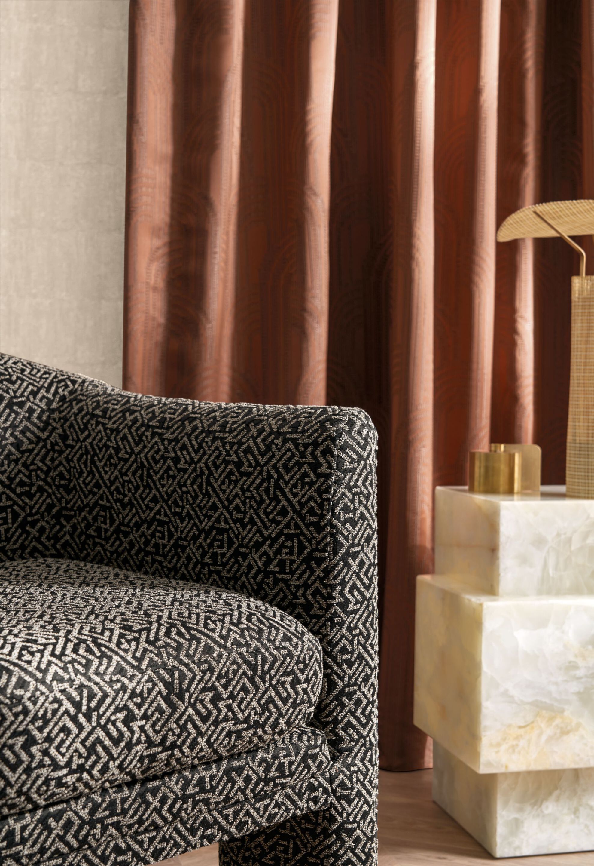 Жаккардовая ткань с графическим рисунком Casamance Prodige ARCH-00116789 - Вид №3