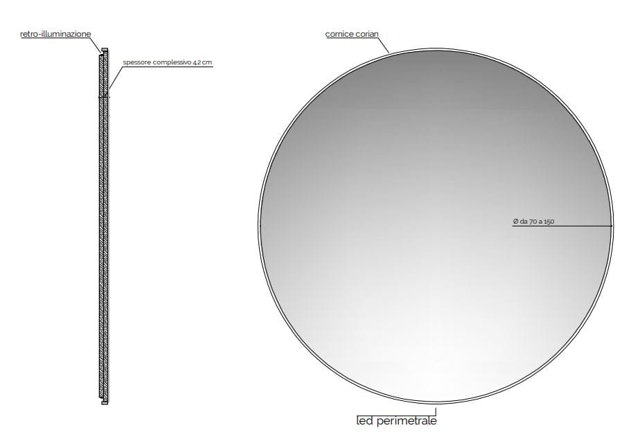 Настенное круглое зеркало Acquapazza Corian ® elements ARCH-00135299 - Вид №3
