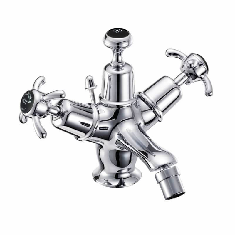 Burlington Смеситель для биде Anglesey с выдвижным сливом Полный оборот с белым акцентом AN13  - Вид №1