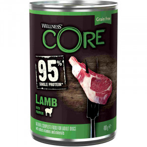 ПР0053618 Корм для собак Core 95 ягненок с тыквой для банка 400г Wellness