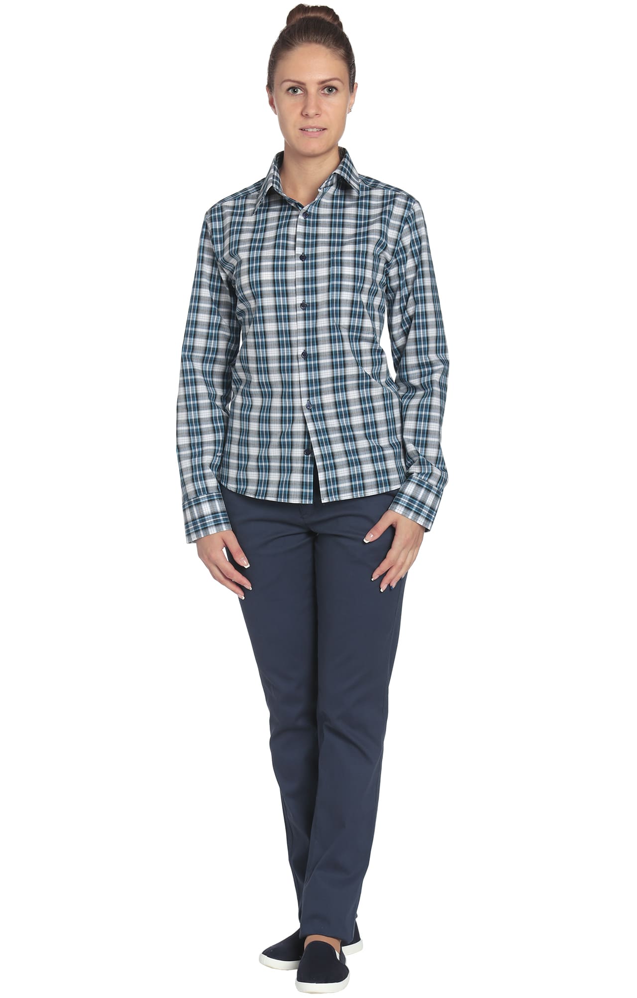 67810 Рубашка в клетку plaid blue (шотландка синяя) HIPSTER  Толстовки, рубашки, футболки, тенниски  размер 54 (108)  - Вид №1