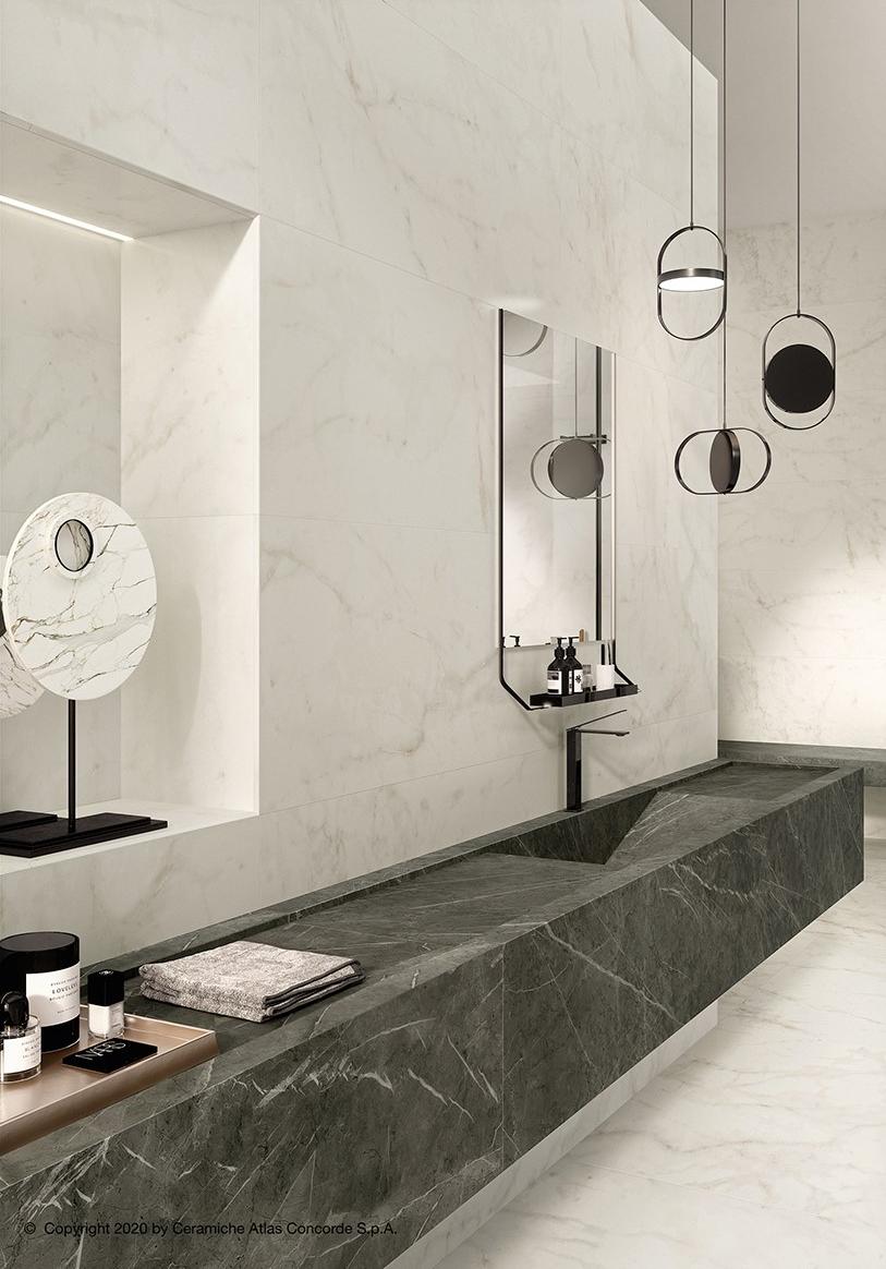 Atlas Concorde Белая плитка для стен с эффектом мрамора Marvel shine sun-id-1375735 - Вид №33