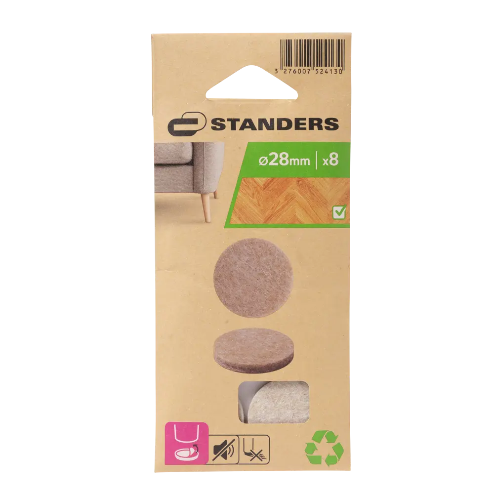 Накладки Standers 28 мм фетр цвет бежевый 8 шт STLM-2091064 - Вид №2