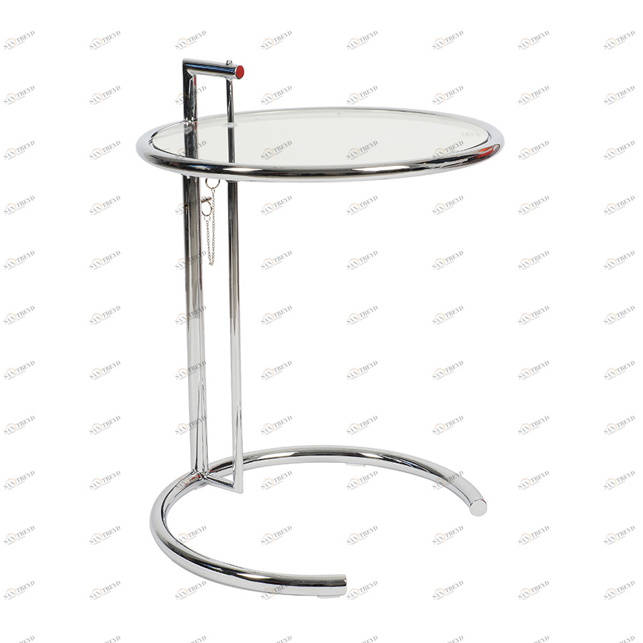 Приставной столик стеклянный с регулировкой высоты Eileen Gray Style Cocktail Table E-1027 SOHO DESIGN EILEEN GRAY 131567 Прозрачный;хром 