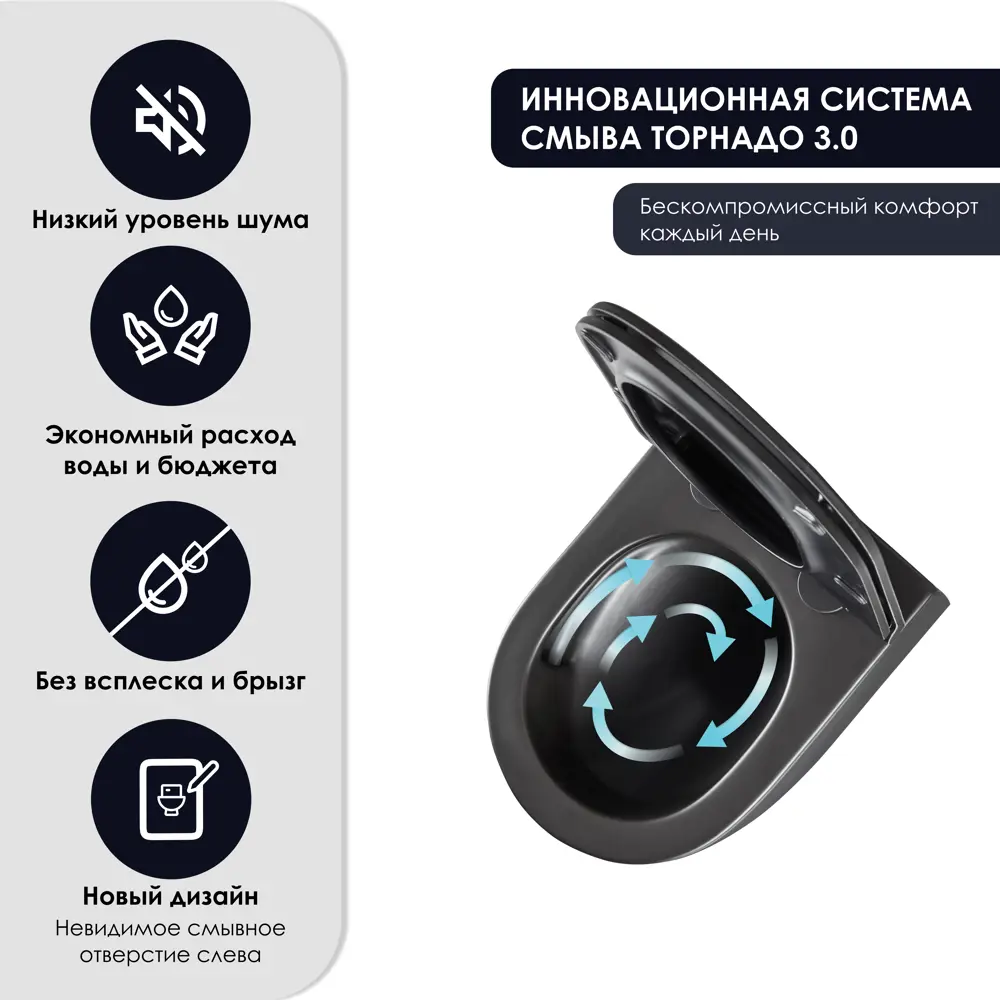 Culto Andi Pro — подвесной унитаз безободковый черный с микролифтом 89407942 STLM-1577080 - Вид №3