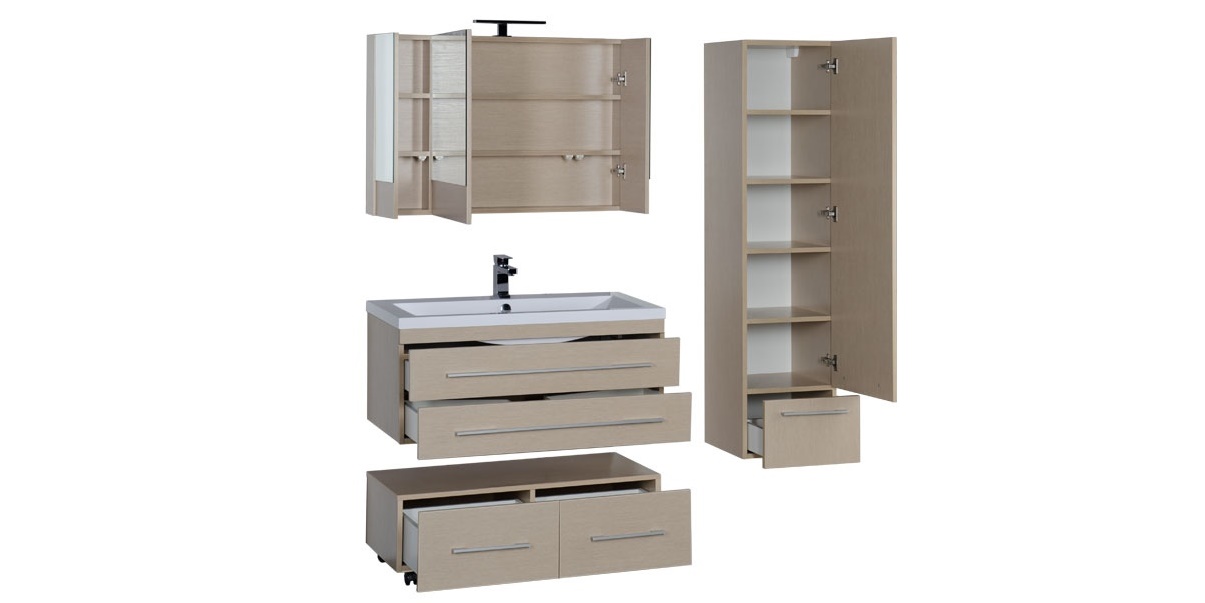 Комплект мебели Aquanet Нота 100 светлый дуб (камерино) 00161243 - Вид №3