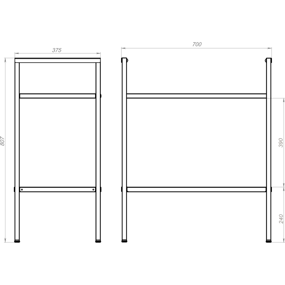 Опора для раковины напольная Бруклин 70 см цвет черный KONSENSA STLM-2171608 - Вид №5