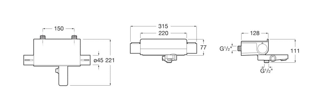 Внешний термостатический смеситель для ванны с полкой Roca T-2000 ARCH-00116619 - Вид №2