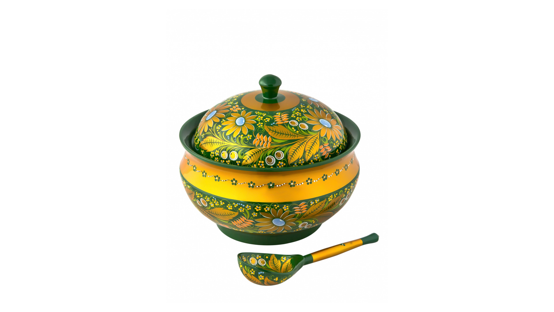 10660469 Хохломская Роспись Набор д/грибов 14 пр (Высшая категория) Дерево  - Вид №3