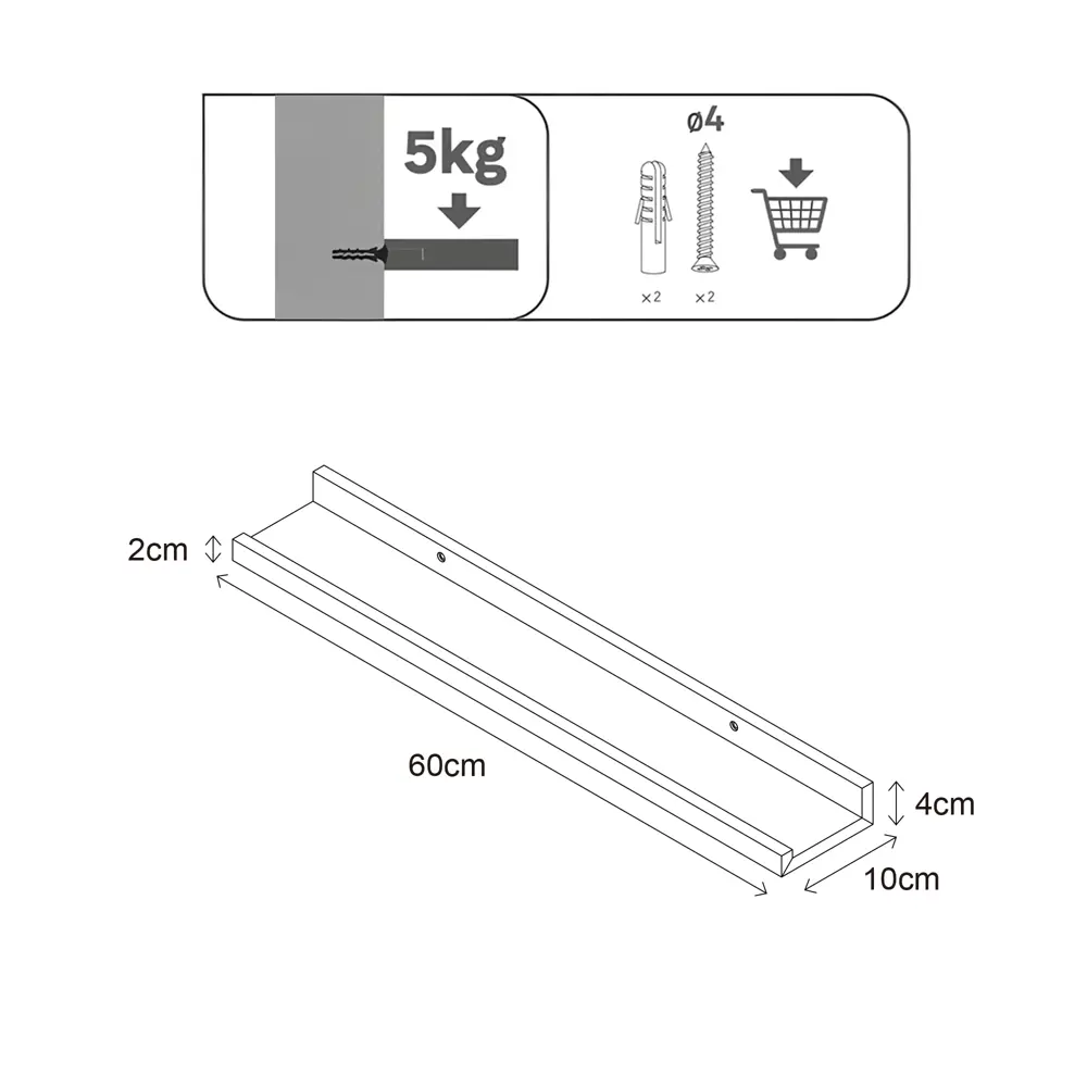 Настенная полка KONSENSA 60x10см со скрытым креплением МДФ цвет дуб STLM-2136030 - Вид №8
