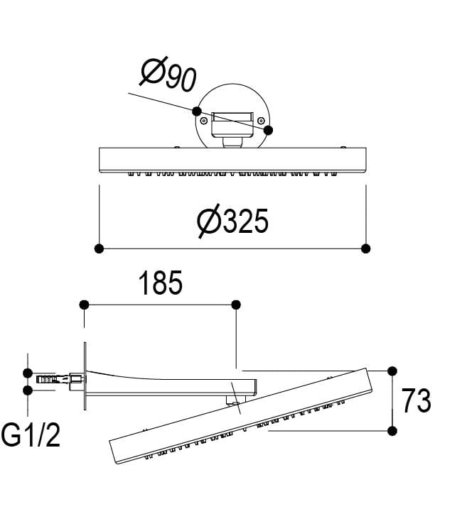 Настенная регулируемая душевая головка из нержавеющей стали с кронштейном Ritmonio 75D001 ARCH-00138847 - Вид №2