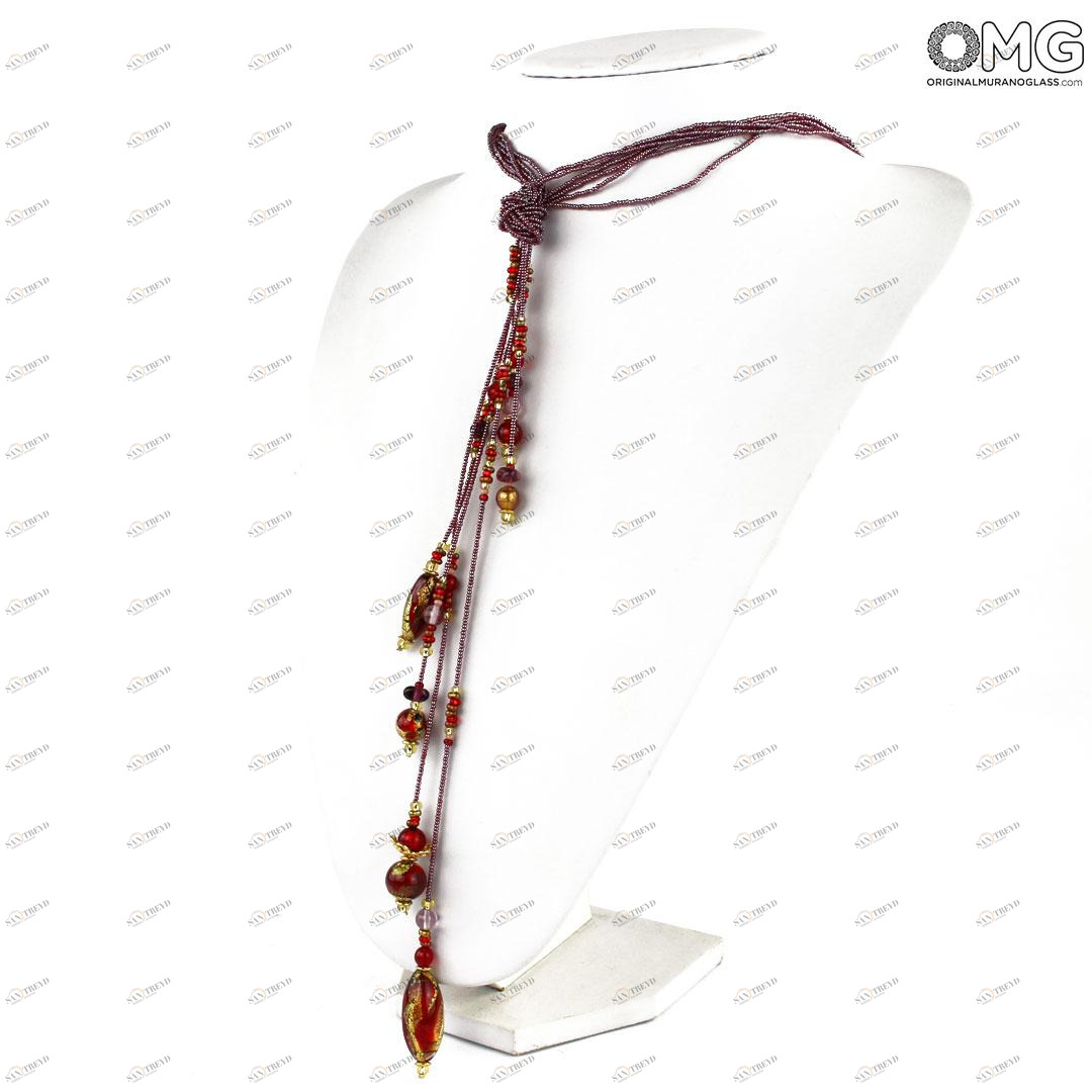 4032 ORIGINALMURANOGLASS Ожерелье Дебора - с золотом - муранское стекло OMG 50 см 