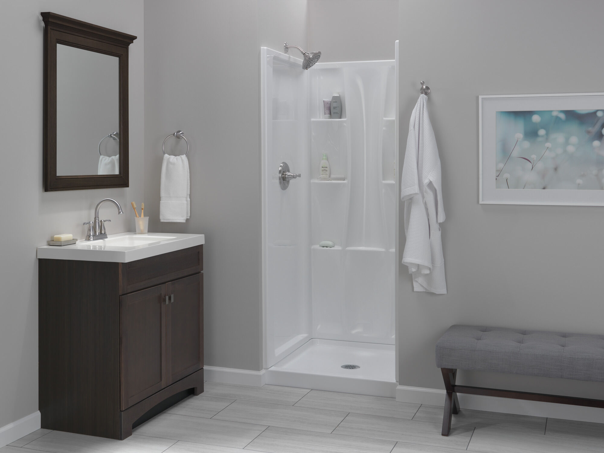 Настенная душевая кабина Classic 400 32 x 32 дюйма Delta Faucet B78910-3232-WH - Вид №1