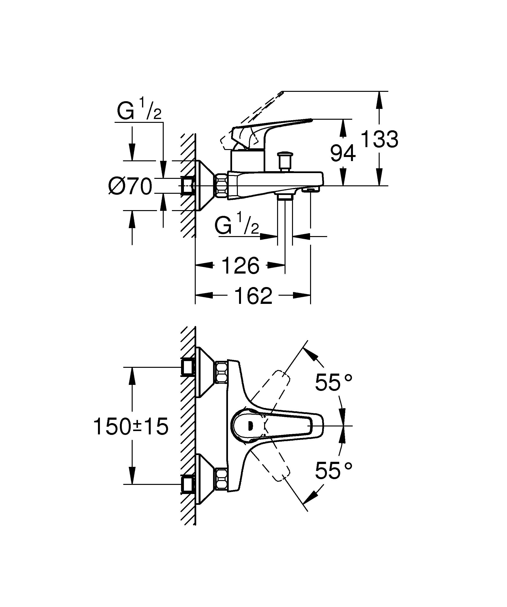 Душевая система Vitalio Start System 180 Flex со смесителем для ванны (NSB0154) Grohe - Вид №2