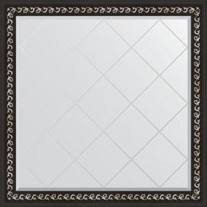 BY 4440 Зеркало с гравировкой в багетной раме - черный ардеко 81 mm EVOFORM Exclusive-G