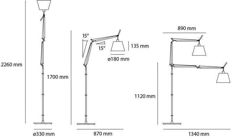 Artemide Регулируемый торшер из пергамента или атласной бумаги Tolomeo sun-id-1360784 - Вид №2