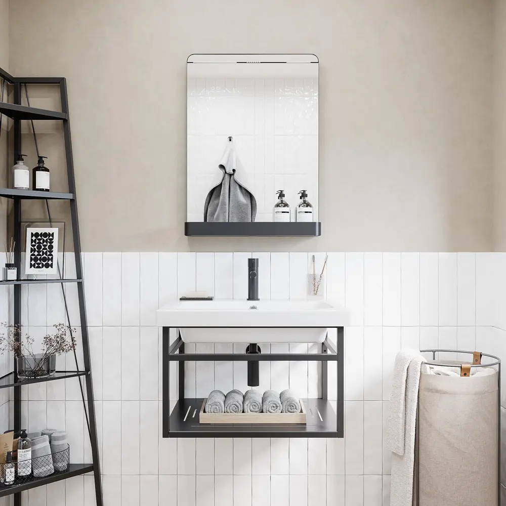 Опора для раковины Konsensa Бруклин 80 75.5x36 см цвет черный с раковиной Cersanit Como  80 см STLM-2101407 - Вид №2