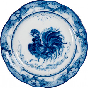 10617076 Гжельский фарфоровый завод Тарелка пирожковая нр (авт.работа)