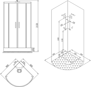 BU601 Душевая кабина SSWW  - Вид №1