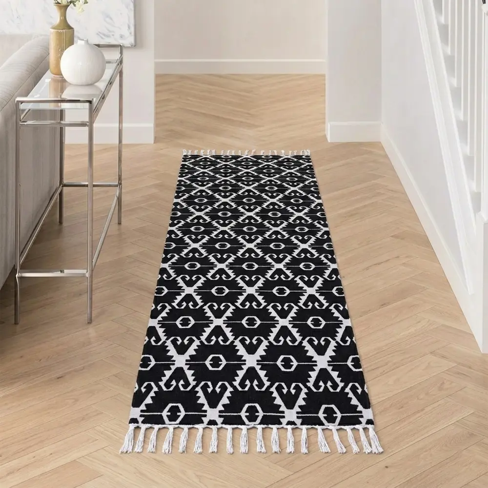 Коврик грязезащитный KREAFORTA Cauvery 60x180 см хлопок цвет черно-белый STLM-2002768 - Вид №5