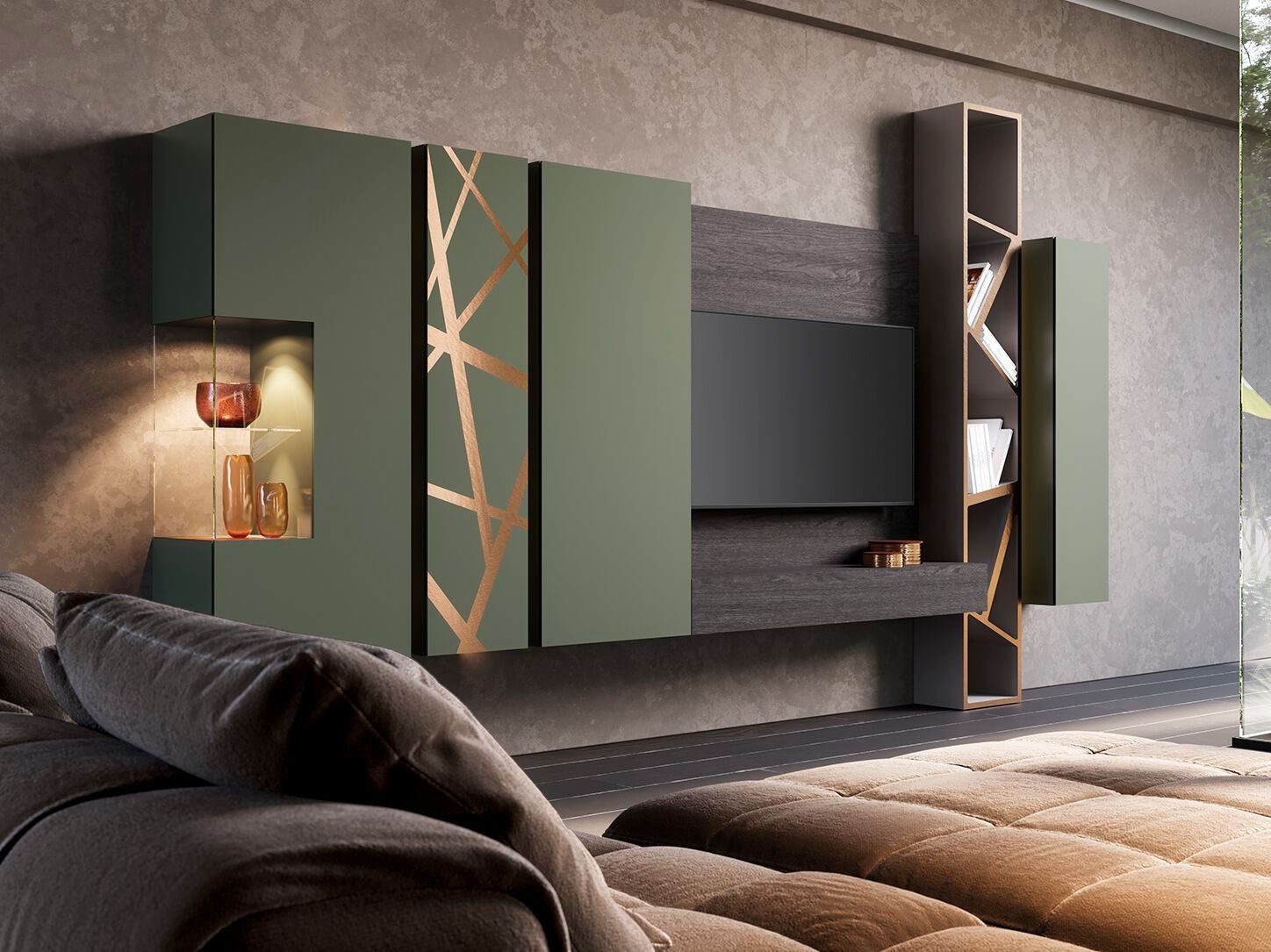 Деревянная секционная оборудованная стена Voltan барельеф ARCH-00079979 - Вид №12