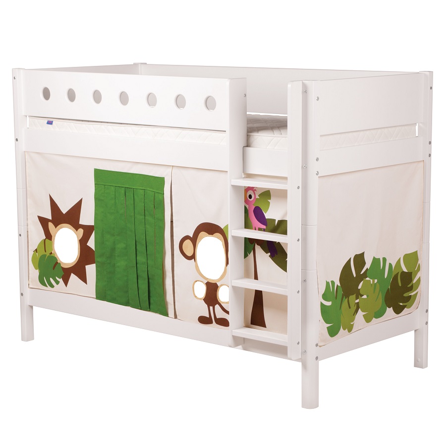 Кровать Flexa White двухъярусная с лестницей, 190 см, белая 801740640 - Вид №1