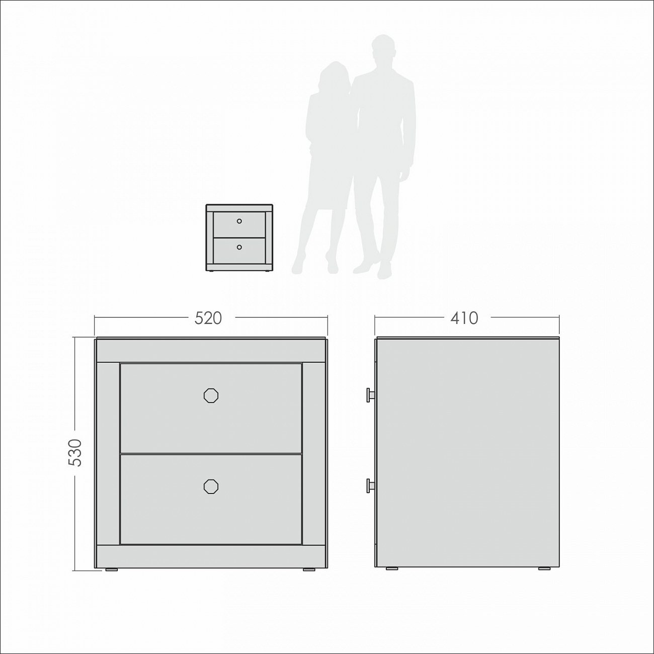 Тумбочка прикроватная зеркальная с 2 ящиками черная "Самили" GRAUM  304061 Зеркальный;серый  - Вид №1