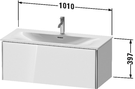 XS422504949 Тумбочка подвесная XSquare #XS4225 1010 x 478 мм Графит матовый, декор Duravit - Вид №1
