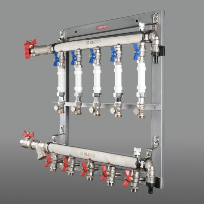 VT.GPM.05S04.L6 Узел этажный для поквартирного учета тепловой энергии Valtec 3/4", 6 вых., ввод слева  - Вид №1