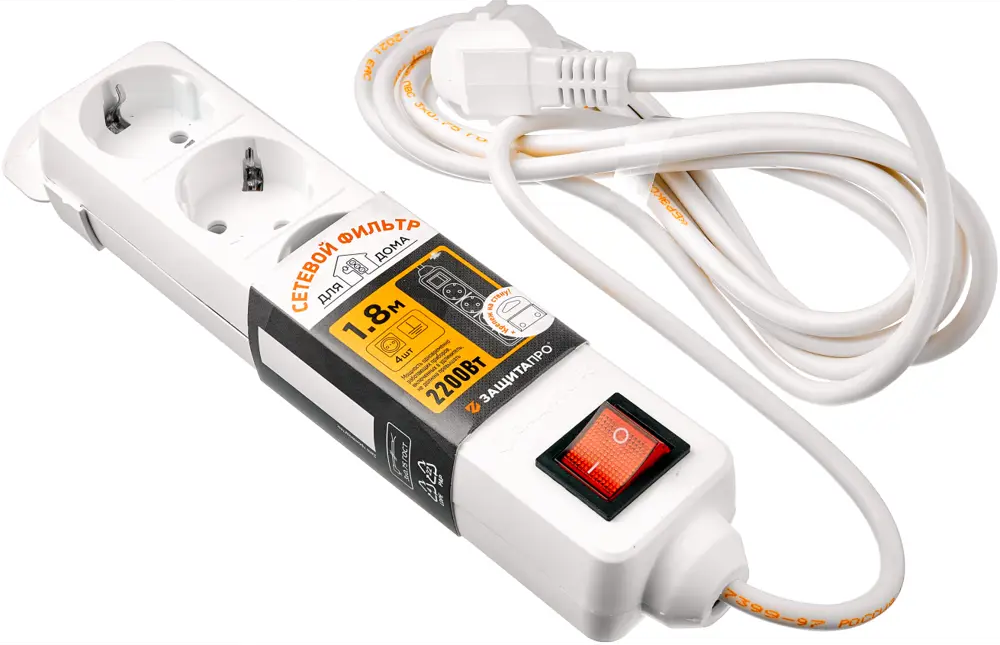 Сетевой фильтр ЗАЩИТА ПРО с 4 розетками и защитой от перегрузок 82741280