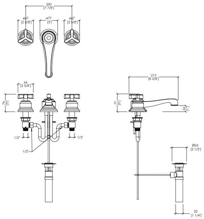 Devon&Devon Смеситель для раковины на 3 отверстия Tribeca Trb500nk - Вид №1