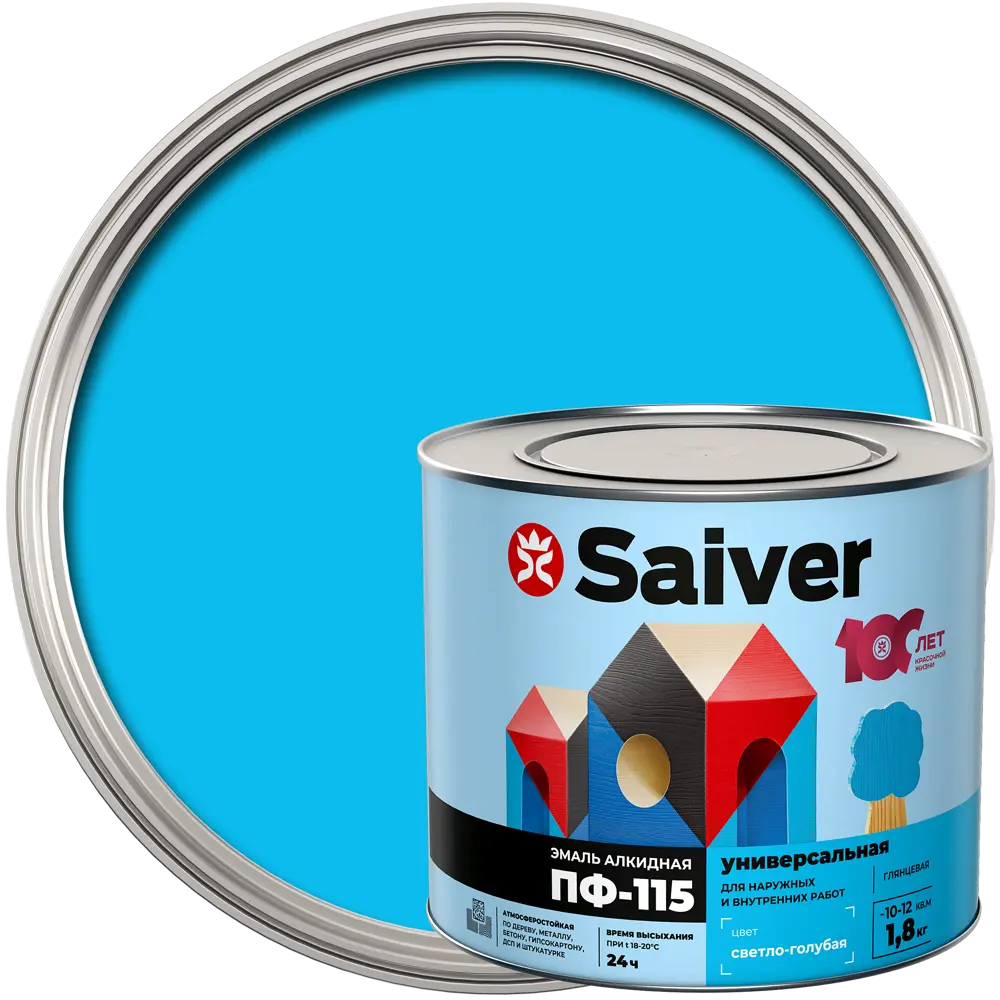 Эмаль ПФ-115 Saiver Lux цвет светло-голубой 1.8 кг 83402379 STLM-2209888 
