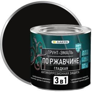 Грунт-эмаль по ржавчине 3 в 1 Лакра цвет черный 1.7 кг