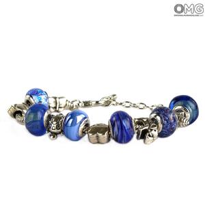 3729 ORIGINALMURANOGLASS Браслет в стиле Pandora с синими бусинами - муранское стекло OMG 23 см