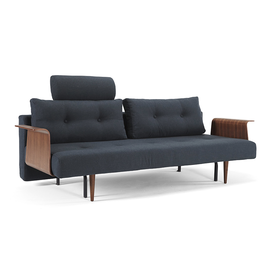 Диван Recast Plus с подлокотниками Rests из ореха, ножками из темного дерева, тёмно-синий Innovation Living RECASTPLUSR515 - Вид №3