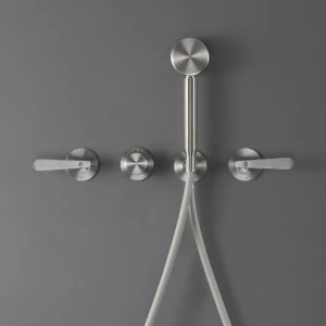 Настенный термостатический набор смеситель для душа ванной / душем с двойной ручкой и круглым ручным душем диаметр 70 мм  LTZ31 CEADESIGN